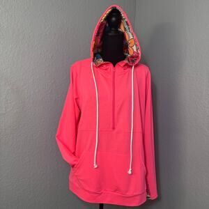 Shirley & Stone Audre Hot Pink 3/4 Zip Super Soft Hoodie Size Large EUC